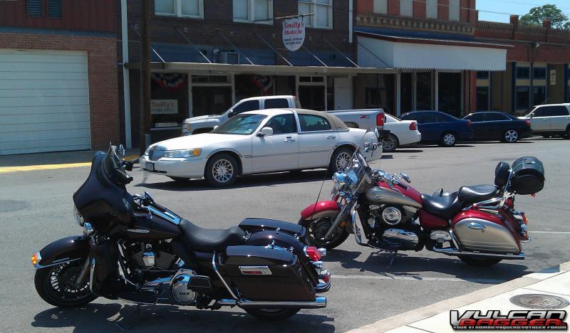 At Smitty's BBQ in Lockhart, Tx.  Once again, my brother is not on a Kawasaki.
