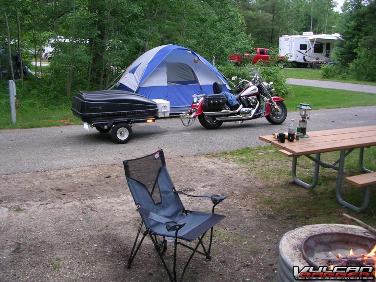 Last known photo of my bike/trailer prior to totaling the bike in a deer accident.